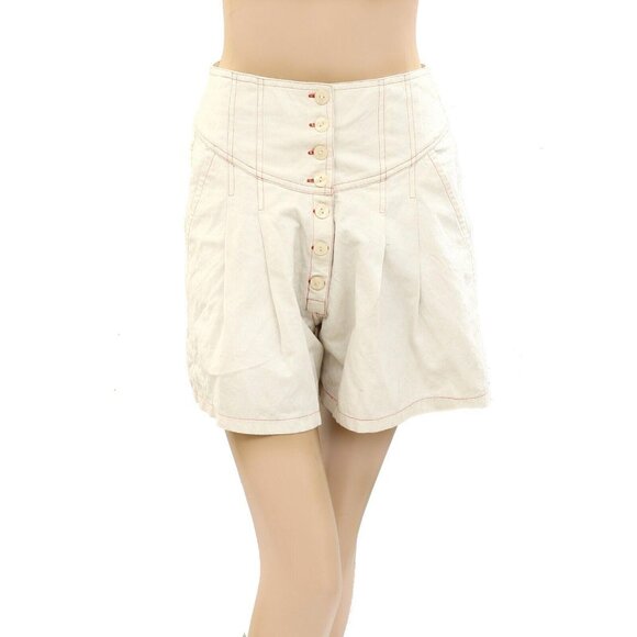 Free People FP One Shae Pleated Shorts Solid High Waisted Cotton S New 274922